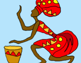 Dibujo Mujer con tambor pintado por africana