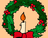 Dibujo Corona de navidad y una vela pintado por cnec