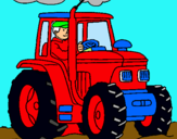 Dibujo Tractor en funcionamiento pintado por Mario2007