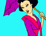 Dibujo Geisha con paraguas pintado por chelsy_