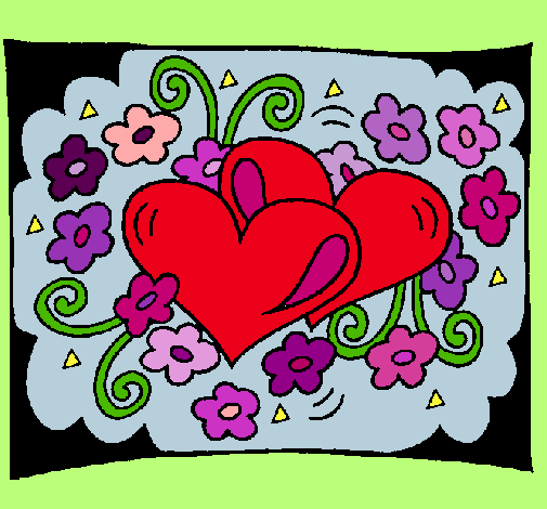 Dibujo Corazones y flores pintado por Helga