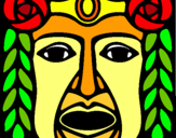 Dibujo Máscara Maya pintado por lunga