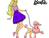 Dibujo Barbie paseando a su mascota pintado por uuuuu