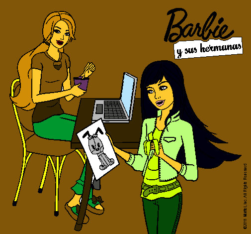 Barbie y su hermana merendando