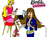 Dibujo Barbie y su hermana merendando pintado por gora