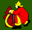 Dibujo Bombero en la boca de incendios pintado por obetd