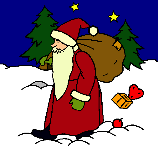 Dibujo Papa Noel repartiendo regalos pintado por grp20