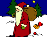 Dibujo Papa Noel repartiendo regalos pintado por grp20