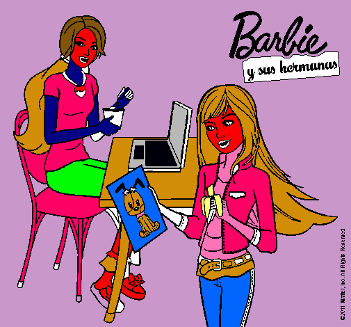 Barbie y su hermana merendando