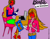 Dibujo Barbie y su hermana merendando pintado por zeziaga