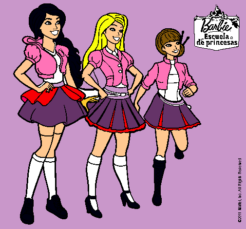 Dibujo Barbie y sus compañeros de equipo pintado por lara280202