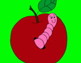 Dibujo Manzana con gusano pintado por eftrugfj