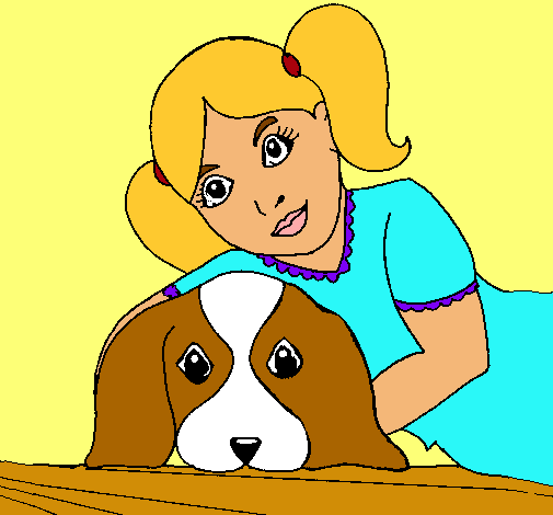 Dibujo Niña abrazando a su perro pintado por Bia2000