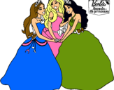 Dibujo Barbie y sus amigas princesas pintado por natuflami