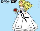 Dibujo Barbie vestida de novia pintado por aslin