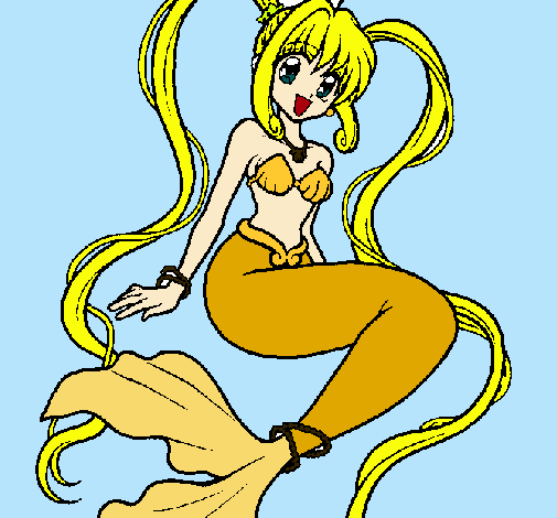 Dibujo Sirena con perlas pintado por vivakimmy