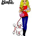 Dibujo Barbie con sus mascotas pintado por gora