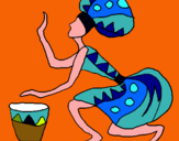 Dibujo Mujer con tambor pintado por chingona