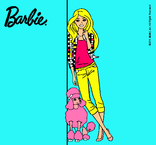 Barbie con cazadora de cuadros