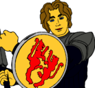 Dibujo Caballero con escudo de león pintado por uhyg