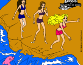 Dibujo Barbie y sus amigas en la playa pintado por yilanni