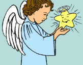 Dibujo Ángel y estrella pintado por llaute