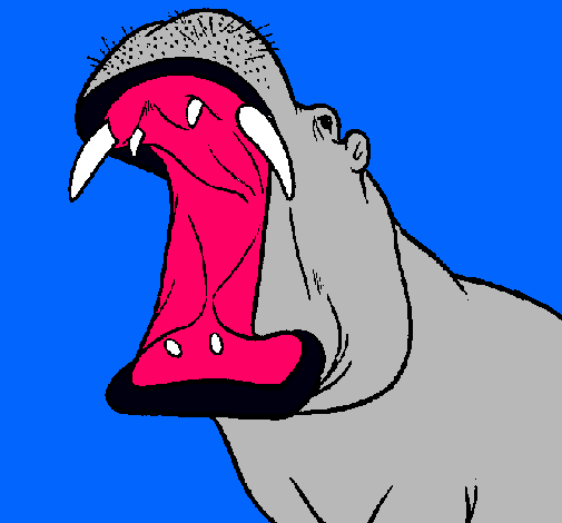 Dibujo Hipopótamo con la boca abierta pintado por animal