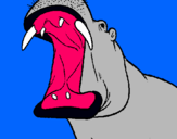 Dibujo Hipopótamo con la boca abierta pintado por animal