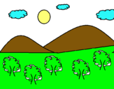 Dibujo Montañas 4 pintado por arboles