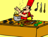 Dibujo Cocinero en la cocina pintado por jacobogirald