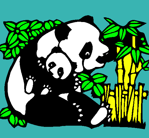 Dibujo Mama panda pintado por animal