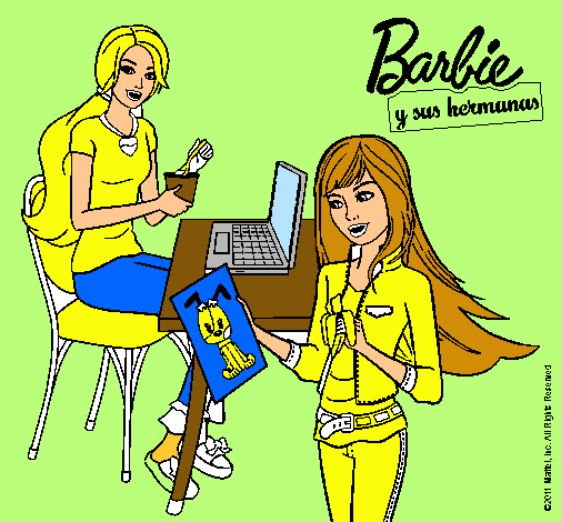 Barbie y su hermana merendando