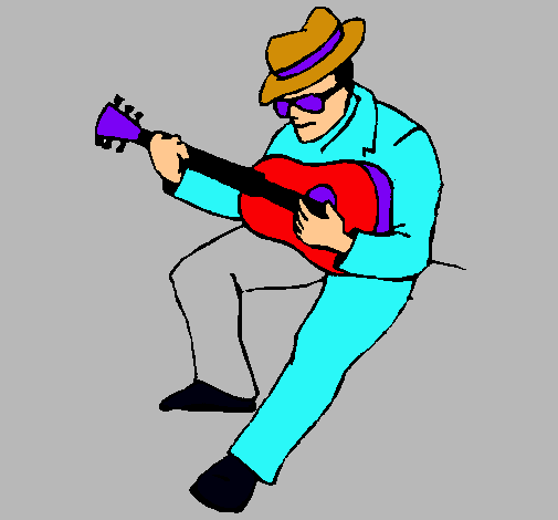 Dibujo Guitarrista con sombrero pintado por preXsie