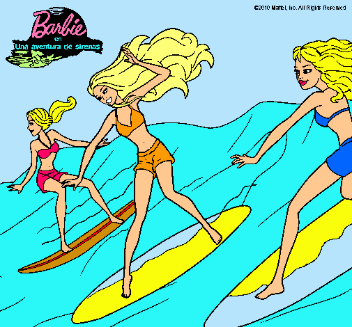 Dibujo Barbie de nuevo con sus amigas pintado por aslin