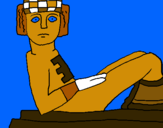 Dibujo Estatua Chac Mool pintado por MAYAS