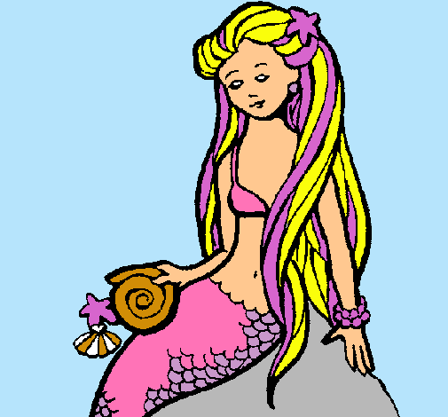 Dibujo Sirena con caracola pintado por ireneecool