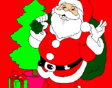 Dibujo Santa Claus y un árbol de navidad pintado por pansas