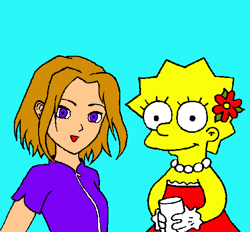Dibujo Sakura y Lisa pintado por sofiarico