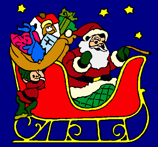 Dibujo Papa Noel en su trineo pintado por grp20