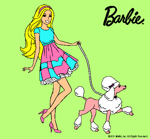 Dibujo Barbie paseando a su mascota pintado por VICKYMAMA