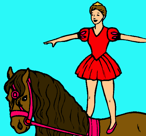 Dibujo Trapecista encima de caballo pintado por Yanii