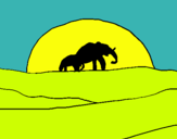 Dibujo Elefante en el amanecer pintado por kaoshi