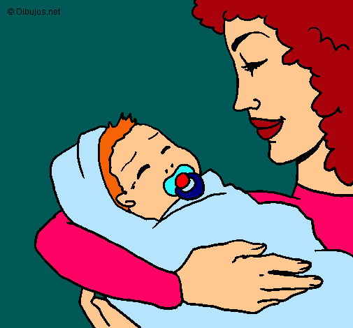 Dibujo Madre con su bebe II pintado por caritaa