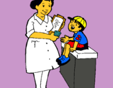Dibujo Enfermera y niño pintado por lupiss