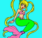 Dibujo Sirena con perlas pintado por sirenito