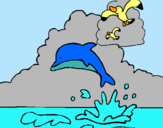 Dibujo Delfín y gaviota pintado por asdfghjghf