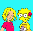Dibujo Sakura y Lisa pintado por mariacaro
