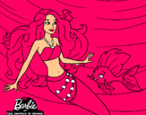 Dibujo Barbie sirena con su amiga pez pintado por lachiky_22