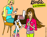 Dibujo Barbie y su hermana merendando pintado por praxsedes 