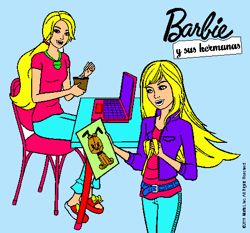 Barbie y su hermana merendando